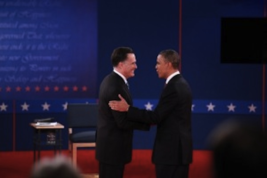 Obama and Romney at the second presidential debate. 