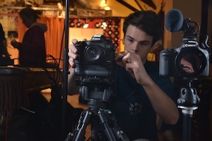 Lights, Camera, Action!: Craymer sets up before a Jan. 9 shoot at Toquet Hall 