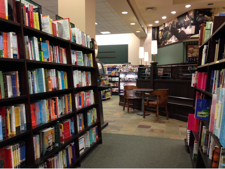 The inside of Barnes & Noble creates a beneficial atmosphere for students to get their work done.