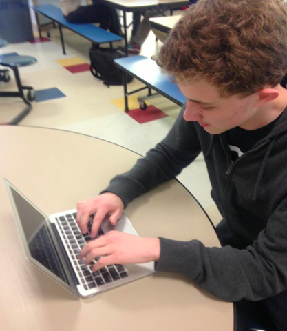 George Menz ’16 is hard at work on his National History Day Project.