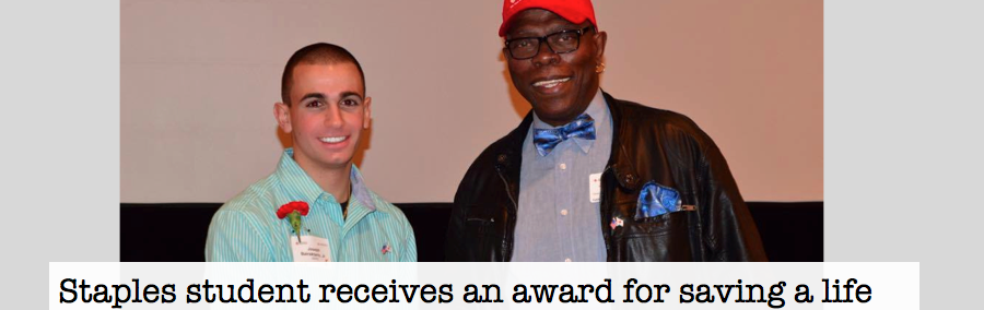 Staples student receives an award for saving a life