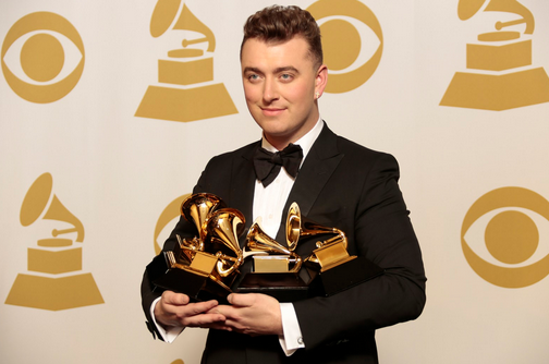 Sam Smith with his four awards for “Best Pop Vocal Album,” “Best New Artist,” “Record of the Year” and “Song of the Year. Photo courtesy of MCT Campus.