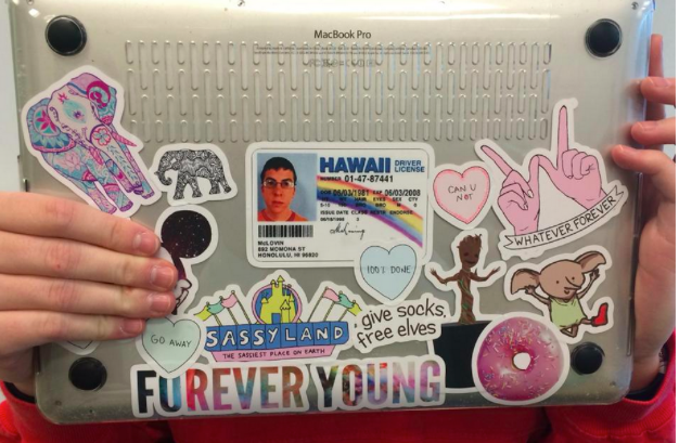 As Claire Meehan ’17 likes to do, many people put the stickers on the bottom of their computers because they like to know that the stickers are there, they just might not want other people to see them.