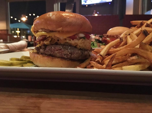 The $13 mac n’ cheese burger included a layer of bacon. 
