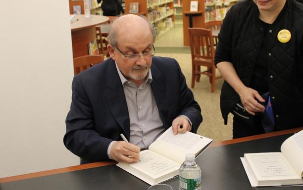 Rushdie signs copies of “Two Years Eight Months and Twenty-Eight Days”