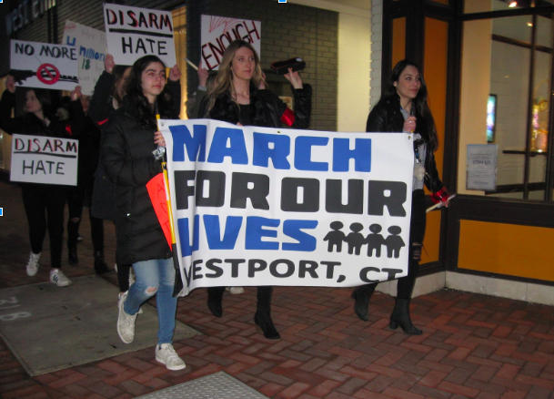 Students and families attend Westport March For Our Lives Candlelight Vigil, demand gun regulation and  honor lives lost