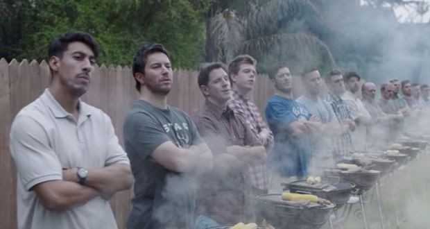 One of the most impactful scenes in the commercial, dads are shown chanting “boys will be boys” as they are watching their sons take part in destructive behavior, highlighting the societal standards that make violence seem acceptable. 
