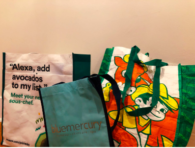 Companies with local stores like Whole Foods, Bluemercury and Stew Leonard’s have distributed reusable bags to promote environmental awareness. 