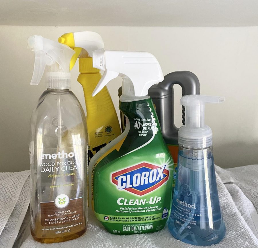 Many+households+are+taking+necessary+precautions+to+combat+the+rapid+spread+of+the+coronavirus.++Cleaning+products+like+these+can+prevent+the+transfer+of+germs%2C+washing+your+hands+thoroughly+throughout+the+day+can+also+be+beneficial.+