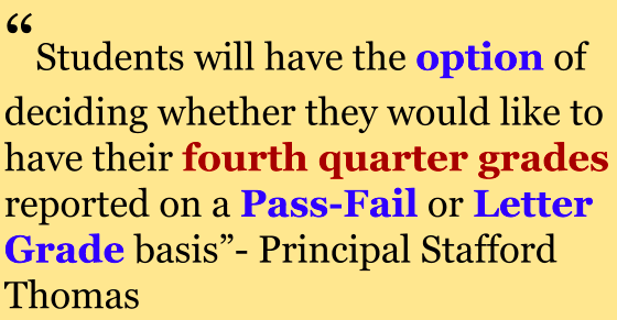 Parents received an email on Apr. 5 regarding the new grading system occurring in the fourth quarter, in which students will decide how they want their grades to be reported.