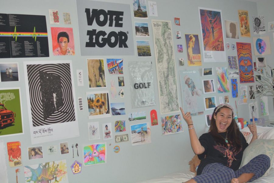 Elle DesMarteau '22 has a passion for all things art, and has hung some of her favorite creations on her bedroom walls. 
