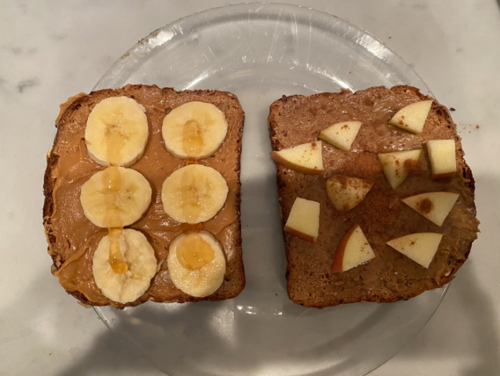 Almond+butter+and+peanut+butter+toast+is+the+perfect+before+school+breakfast%2C+because+it+is+so+quick+and+easy+to+make+yet+so+filling+and+healthy.