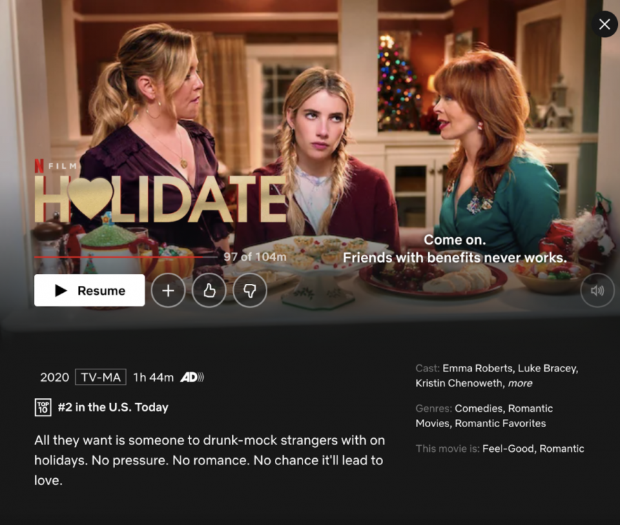 Netflix’s newest release ‘Holidate,’ leaves it’s audience with a whole new view of the holidays. John Whitesell combined two of the public’s favorite things, the holidays and romantic comedies, into one spectacular feel-good movie. 
