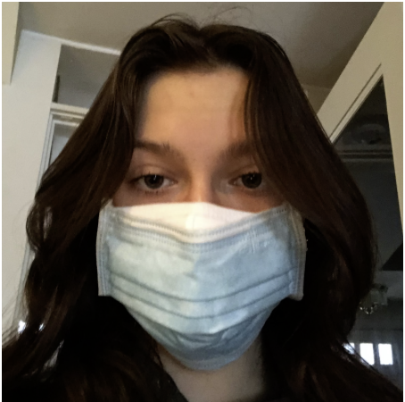 Grace Fuori ’23 is shown properly wearing her double masks, and says she is ready to wear them in public if need be.
