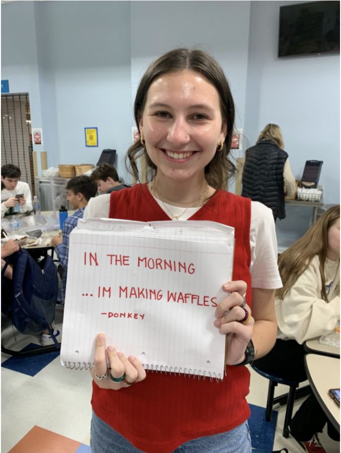 Sarah Mcgroarty ’21 chose her favorite quote from one of her favorite movies, “Shrek.”