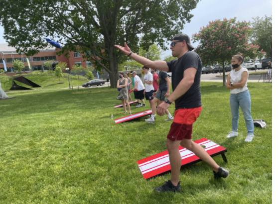 On May 22, the Westport Police Department worked with  the Teen Awareness Group and the Westport Youth Commission to engage in an afternoon of cornhole, a traditional backyard activity and now a professional sport. 
