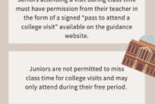 There are a couple of rules regarding college visits, including registering 24 hours prior to the visit and attending all virtual visits from the college and career center. 