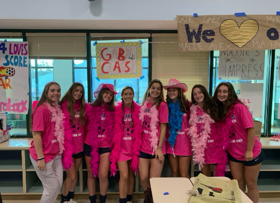 On senior day, seniors dress up and get shirts made by their team as a celebration of their last year as part of the Staples girls’ soccer program. 