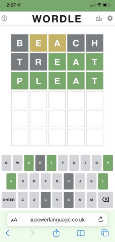 Wordle+is+a+new+and+enjoyable+game+played+by+many.+On+Feb+4.+the+word+of+the+day+was+%E2%80%98pleat.%E2%80%99
