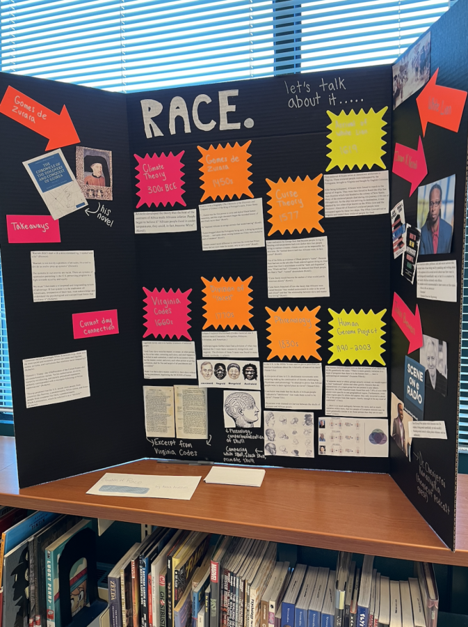 Alexa+Anastasi+%E2%80%9922+showcased+the+history+of+race+through+means+of+an+eye-catching+poster.