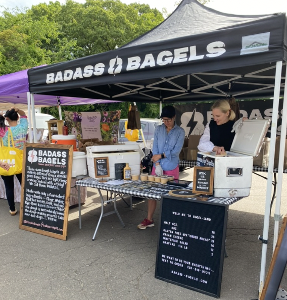 Badass Bagels is a local bagel shop based in Norwalk. The bagels are available to purchase through pre-order and the Farmers’ Market. The company offers a variety of bagels – including plain, everything, poppy seed, cinnamon raisin and more.