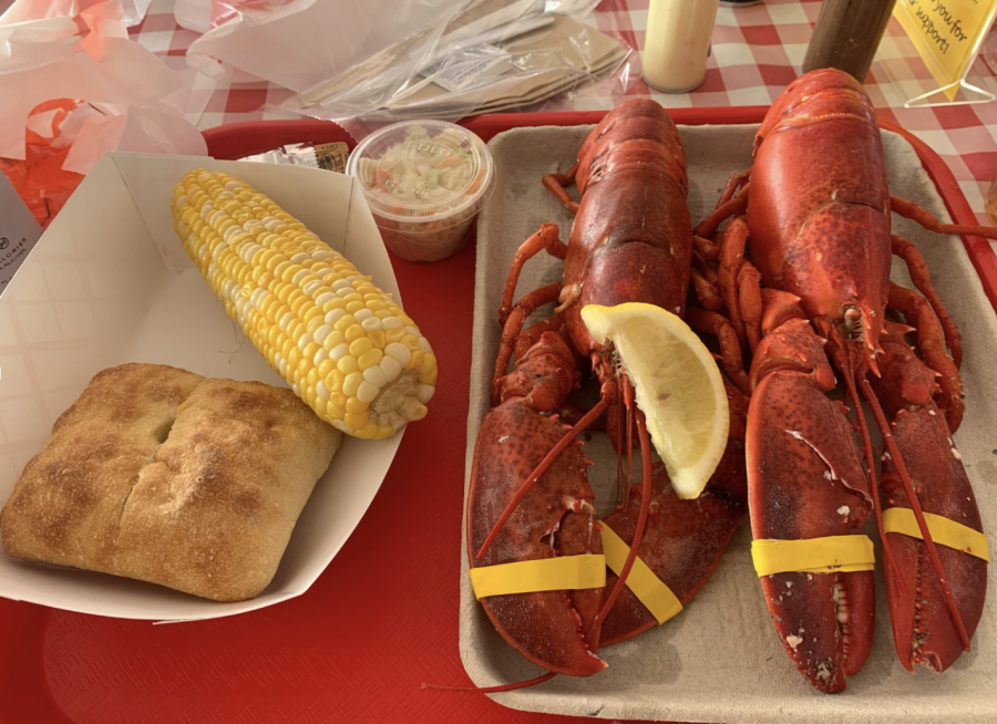 The event serves either two fresh Maine lobsters or a 14 oz. New York strip steak, corn, coleslaw, bread and butter, potato salad and beverages.