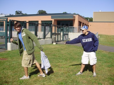 Ryan Smith '10 (left) stimulates an aggressive move in the game with Alex Werner '10. | Photo by Lila Epstein '10