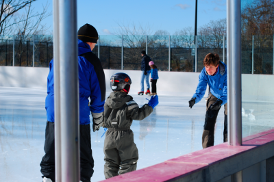 Children and their families enjoy the rink at Longshore. | Photo by Madeline Hardy '11 