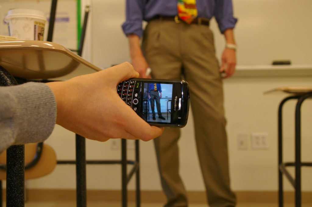 Students find different ways to record teachers during classes. | Photo by Rachel Guetta 13