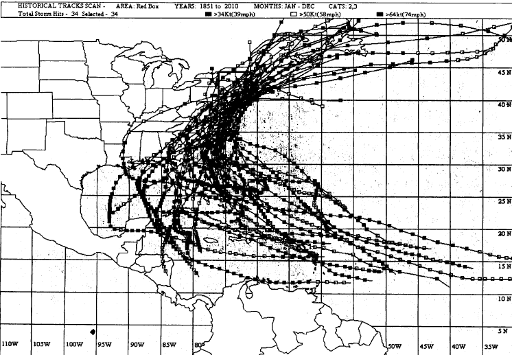 The Westport Fire Department has software that can track hurricanes that have hit Westport in years past. 34 category three or greater hurricanes have reached Westports beaches since 1900. | Photo Courtesy of SXC