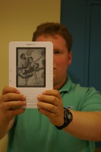 Eric Wessan '10 is one of Staples' most frequent Kindle users. | Photo by Ross Gordon '11