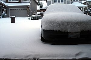 Snow on a car (several inches!)