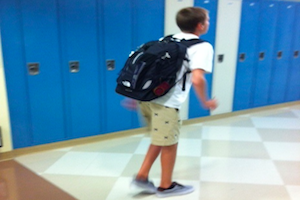 A freshman sprinting to class. 
