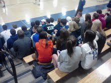 Staples fans cheer on their boys basketball squad vs Wilton tuesday night