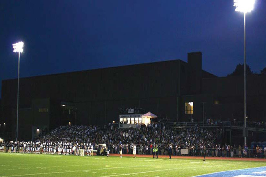 Lighting Up The Night: A packed crowd turned out for the first game under the lights last September, a 49-28 victory over St. Joes.