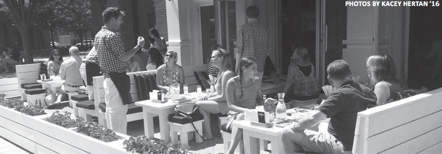 Customers enjoy their lunch sitting outside on Bartaco’s patio. One of their popular specialties is the Chile Slaw.