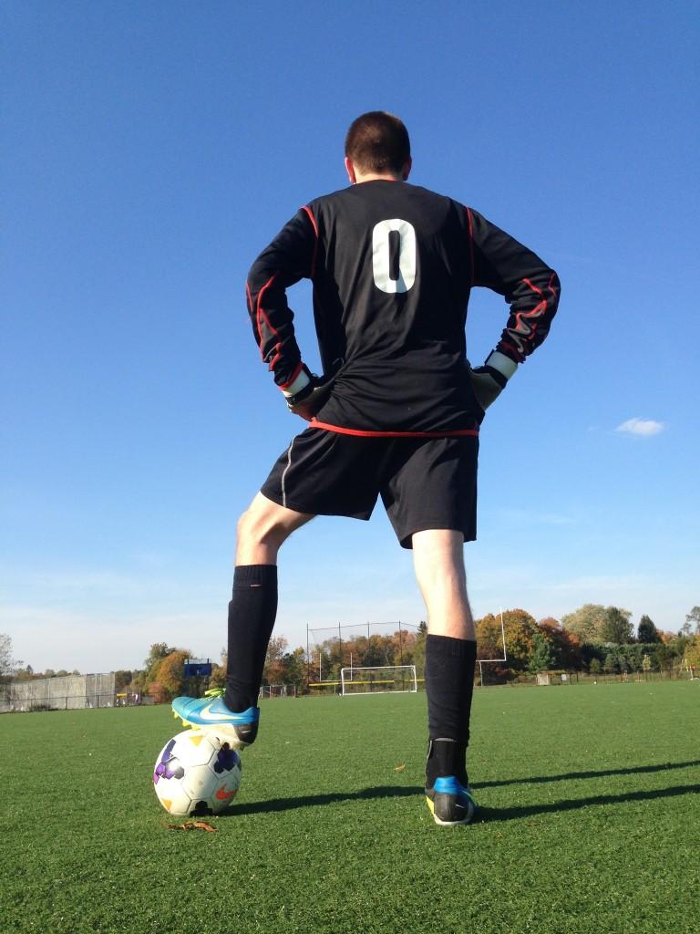 Captain Peter Bradshaw 14 mans the pitch before a game