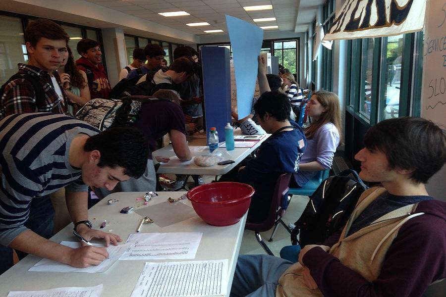 Students learn about and sign up for various clubs at Staples during club rush.