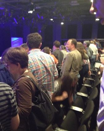 The audience finishes their standing ovation at the May 30th performance of “Infinite Black Suitcase.”
