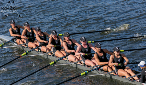 The womens youth eights boat from the Saugatuck Rowing Club competes in the Head of the Charles Regatta where they came in first place. 
