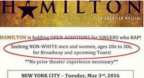 Hamilton’s casting call provokes calls of reverse discrimination