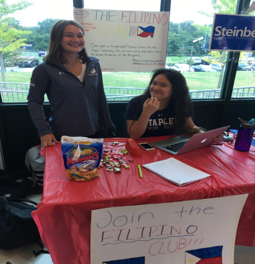 Kai Dasbach ’19 (left) and Kathleen Konkos ’19 (right) showcases the Filipino Club on Friday, September 30 on the final day of the Involvement Fair.