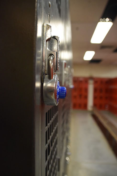 Boys gym locker room gets renovated to have locks embedded in lockers