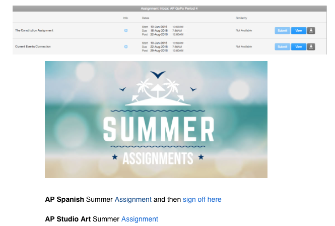 The+release+of+A.P.+summer+assignments