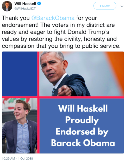 Former President Barack Obama endorses Will Haskell