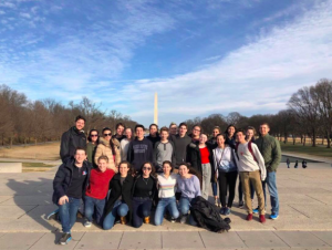 The group of students in the club visited the National Mall during some time off from learning about the federal government as it applies to JSA.