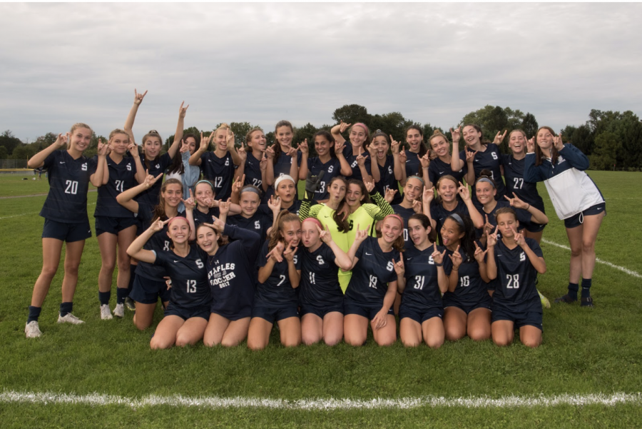The+varsity+girls%E2%80%99+soccer+team+won+many+state+and+FCIAC+championships+throughout+the+past+several+years.+The+trophies+won+at+these+games+will+be+housed+in+the+new+female+only+trophy+case.+%0A