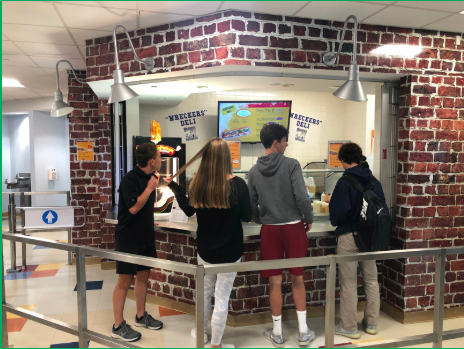 Students waiting in line at the new Wreckers Deli for a faster approach to sandwiches.
