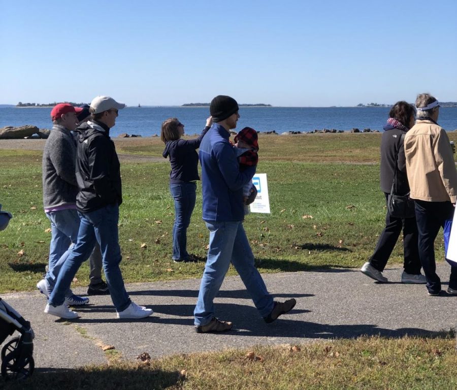 A portion of the optimism walk along the water at Sherwood Island State Park in Westport, Connecticut.