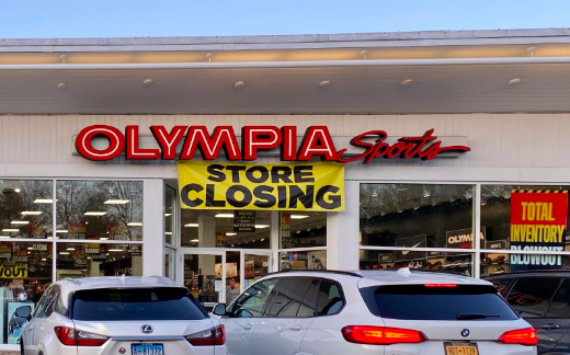 The sports store Olympia Sports on Post Road East announced it’s closing and has started its closing sale on many items.